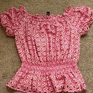 Aqua Pink Geometric Blouse